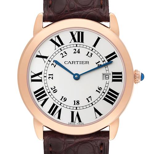 Photo of Cartier Ronde Solo Large Rose Gold Steel Mens Watch W6701008 Card