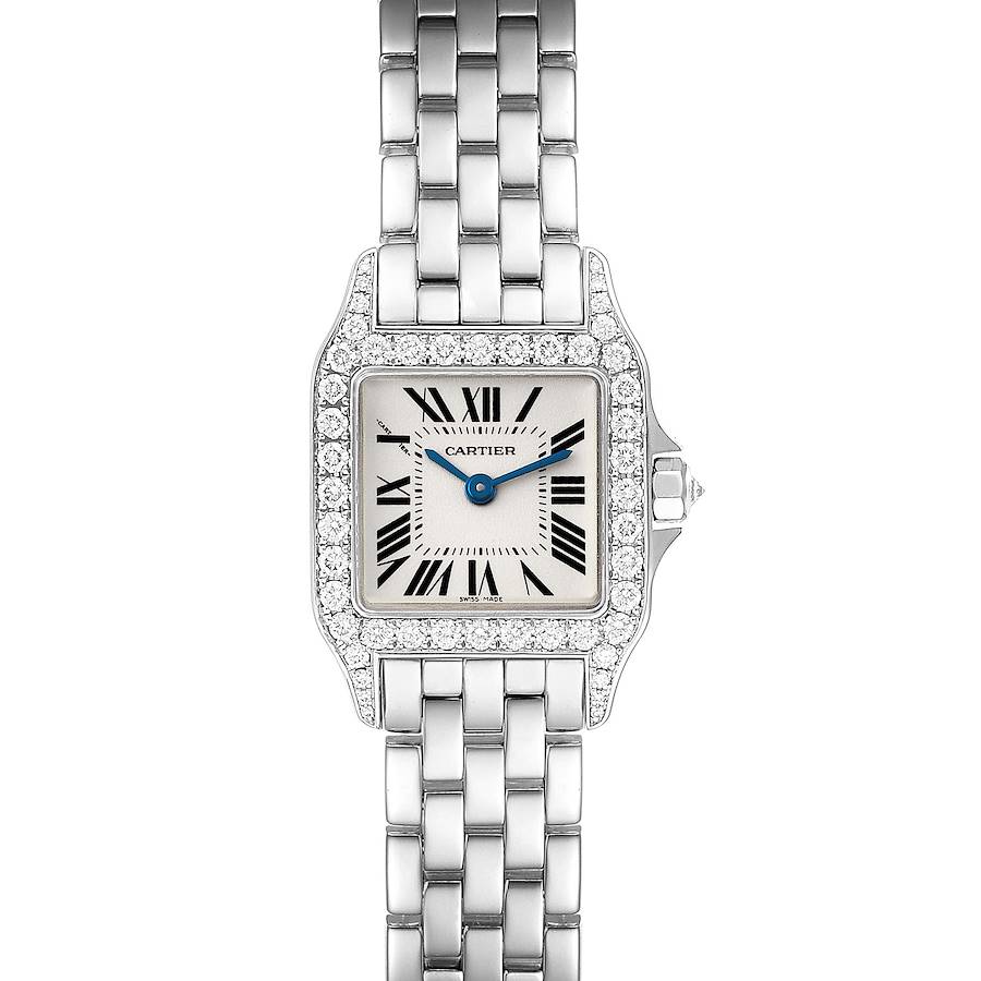 Cartier Santos Demoiselle White Gold Diamond Ladies Watch WF9003Y8 Box Papers SwissWatchExpo