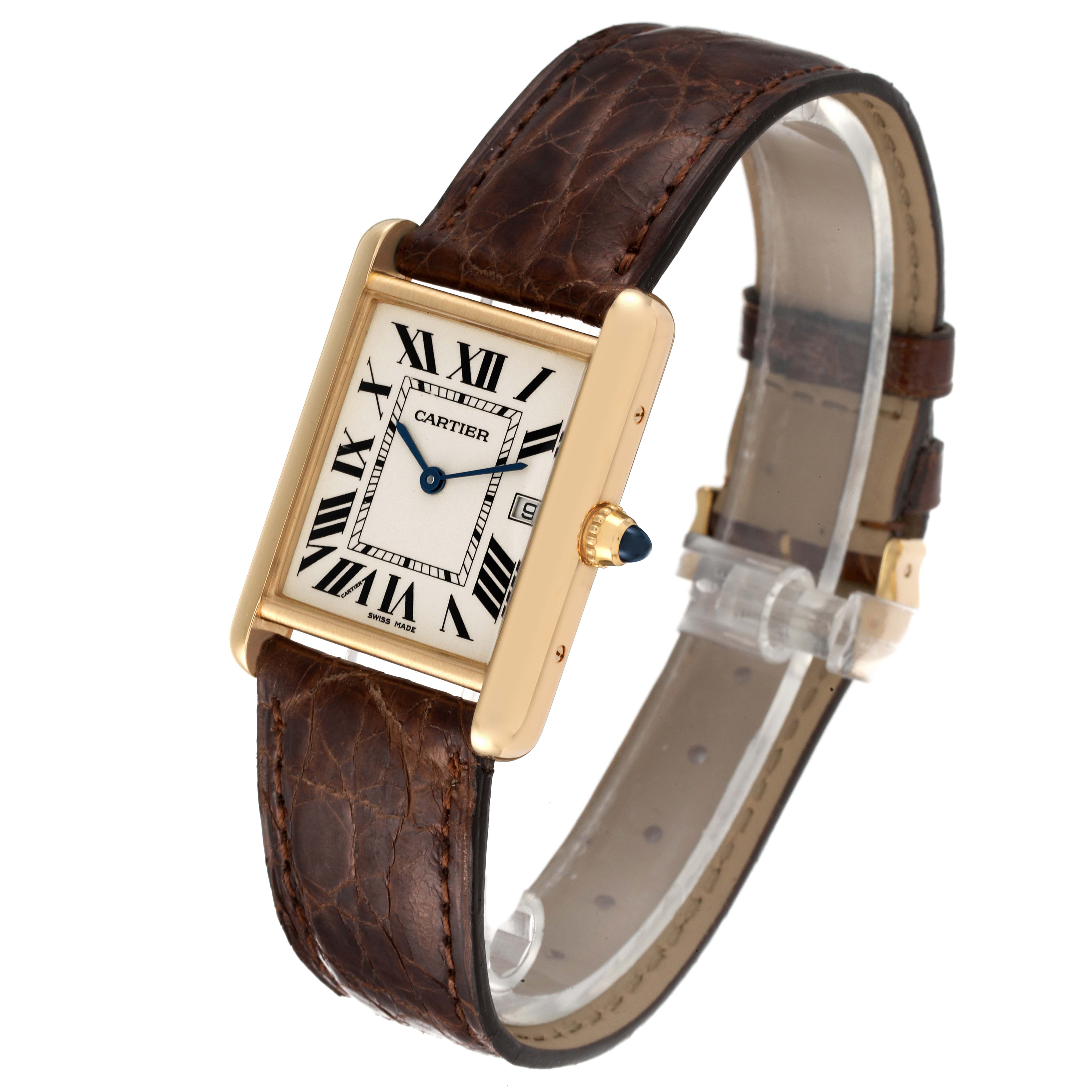 Cartier Tank Louis 18K Yellow Gold Silver Dial Mens Watch W1529756 ...