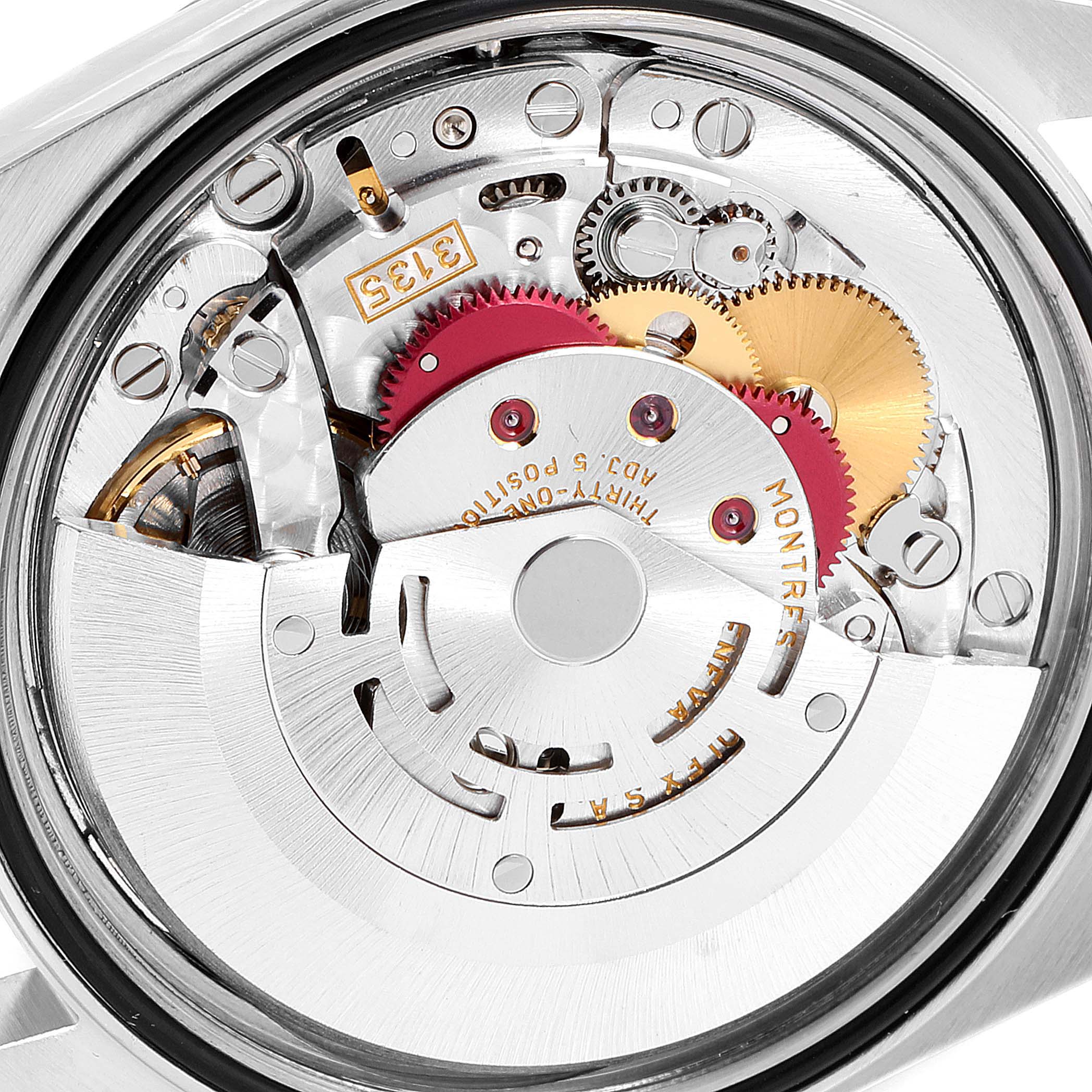 This image shows a close-up view of the internal movement mechanism of a Rolex Datejust 16234 Men's Stainless Steel White Dial 16234 Men's Stainless Steel White Dial watch.