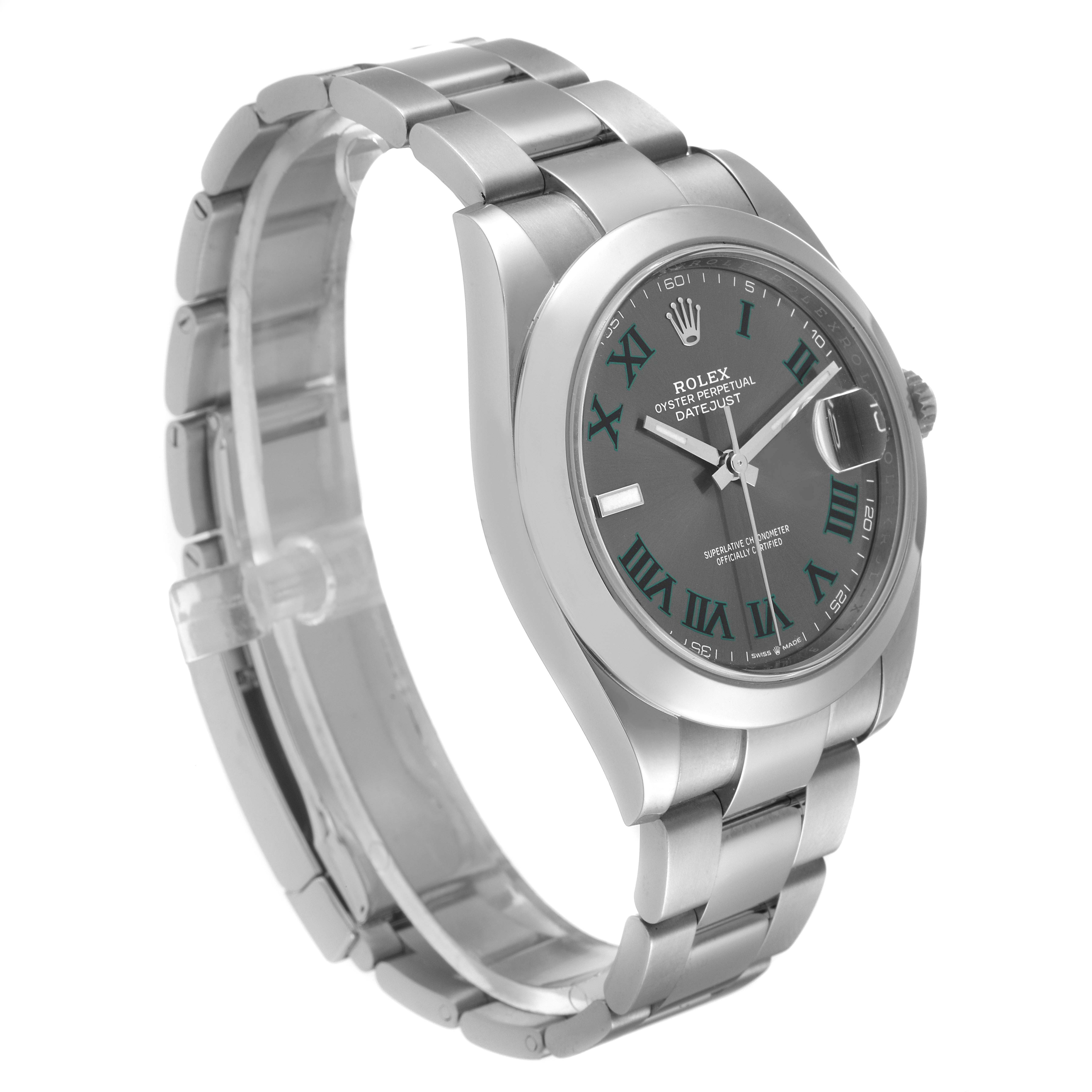 The Rolex Datejust 41 126300 Men
s Stainless Steel Grey Dial 126300 Men
s Stainless Steel Grey Dial model is shown at a three-quarter angle, displaying the watch face, bezel, case, and bracelet.