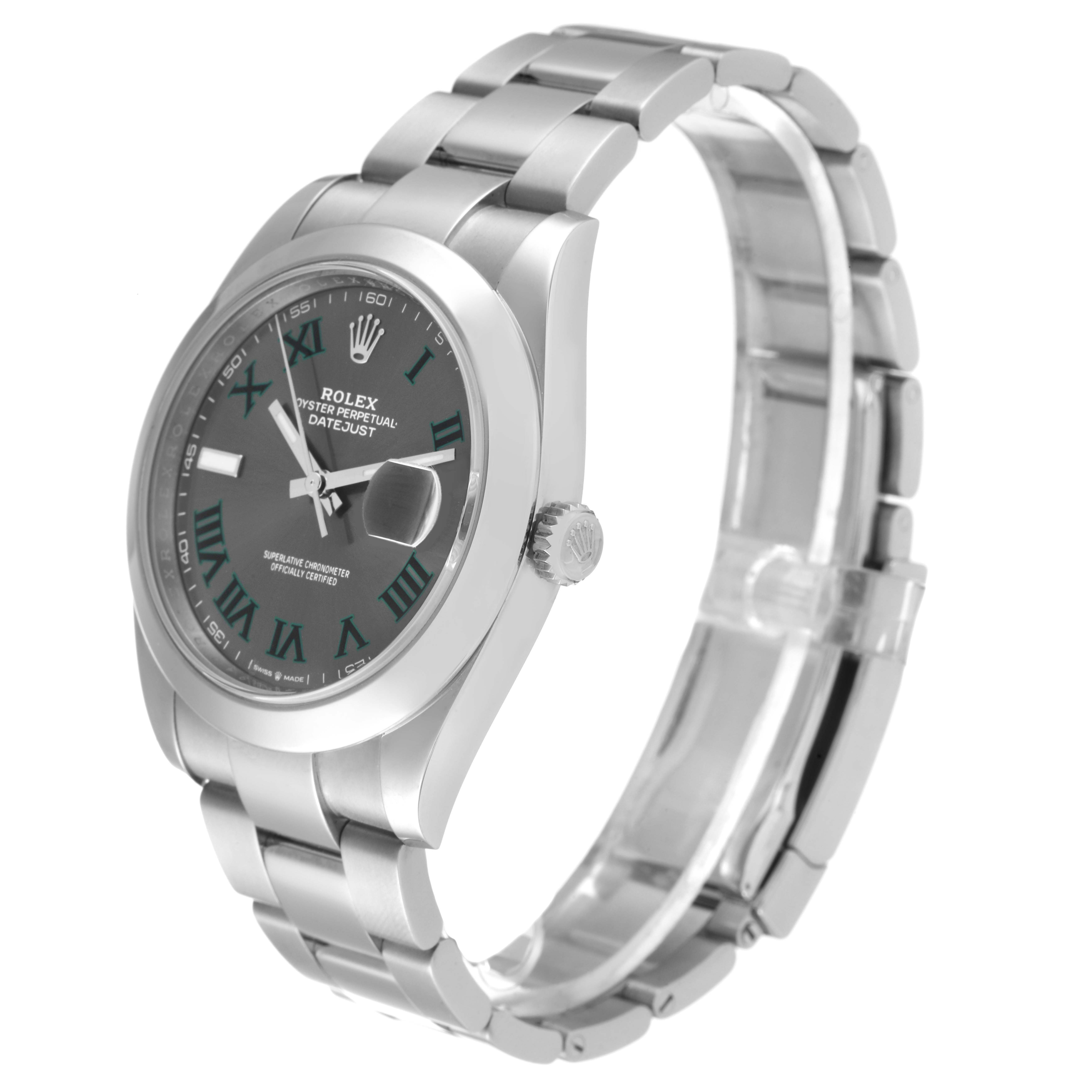 The Rolex Datejust 41 126300 Men
s Stainless Steel Grey Dial 126300 Men
s Stainless Steel Grey Dial model is shown at a three-quarter angle, displaying the dial, bezel, case, and bracelet.