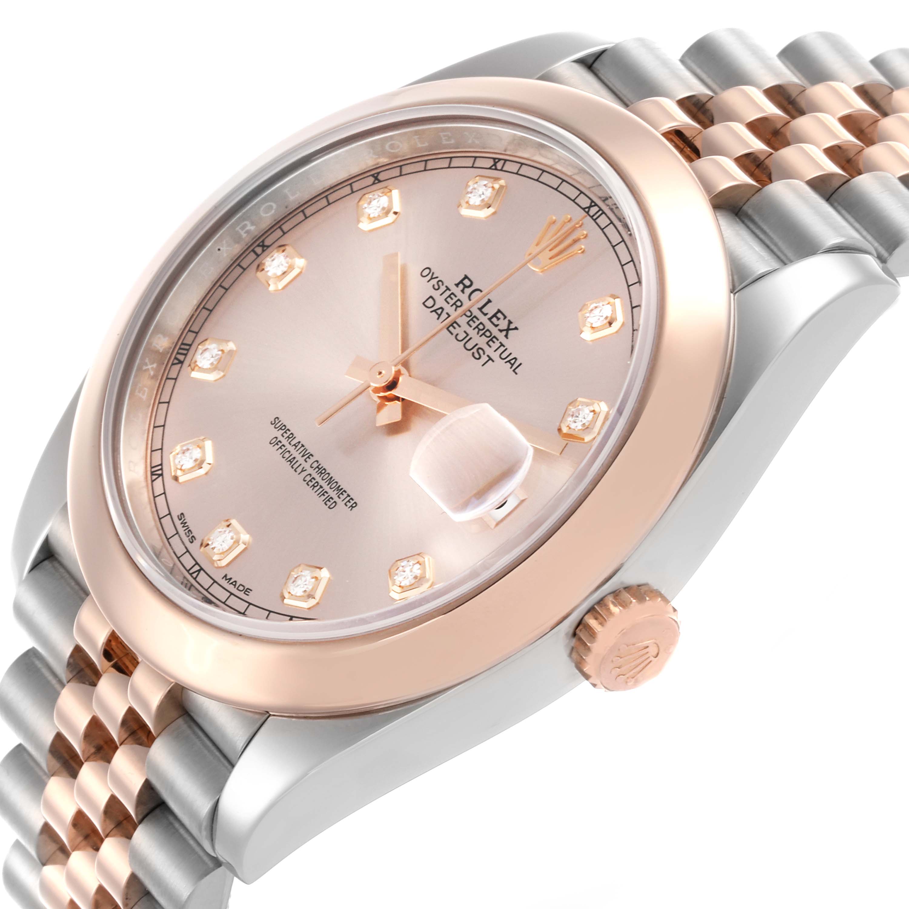 The Rolex Datejust 41 126301 Men's Steel and Gold (two tone) Pink Dial 126301 Men's Steel and Gold (two tone) Pink Dial is shown at a front angle highlighting the dial, bezel, crown, and Jubilee bracelet.