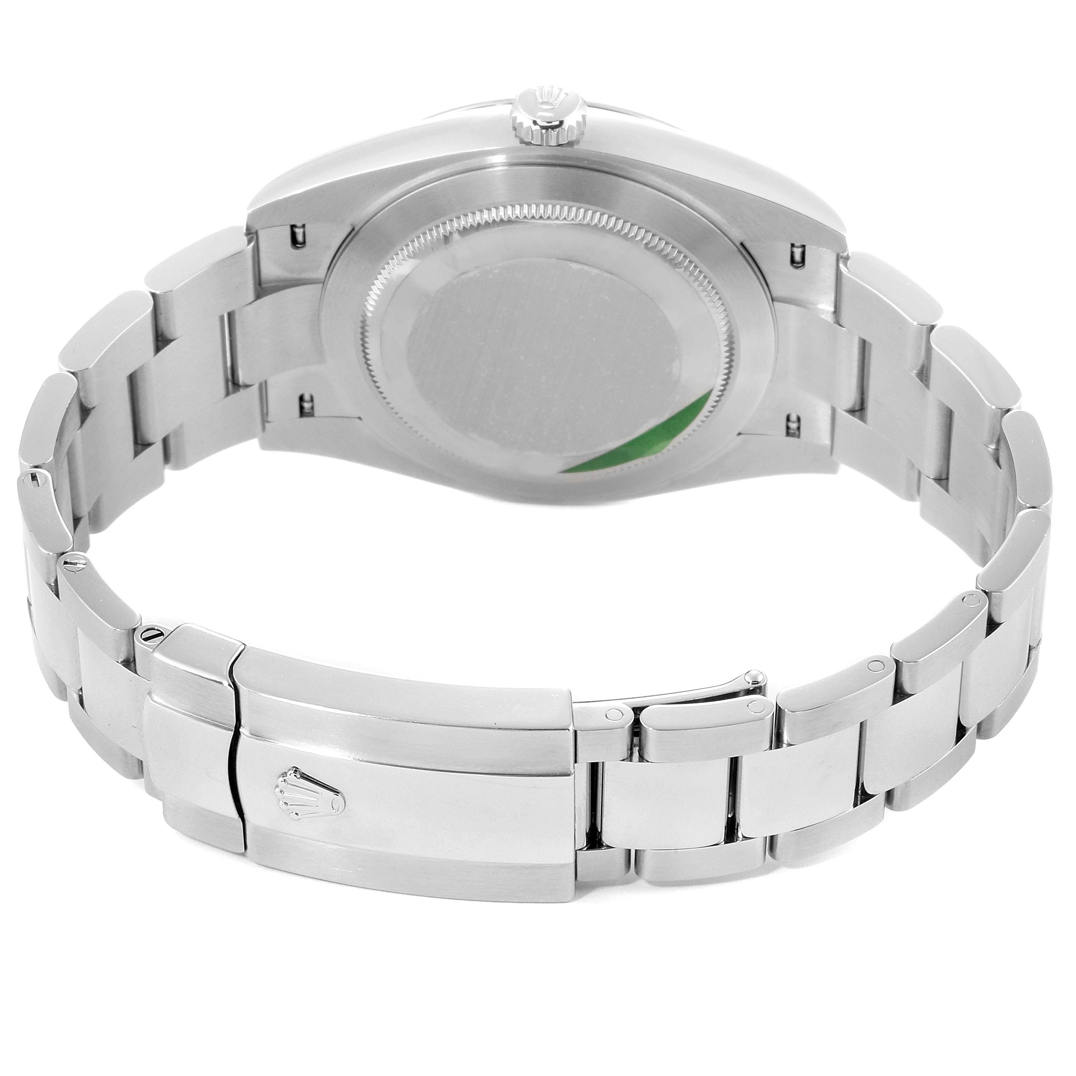 The image shows the back case, bracelet, and clasp of the Rolex Datejust 41 126334 Men
s Stainless Steel White Dial 126334 Men
s Stainless Steel White Dial watch from a rear angle.