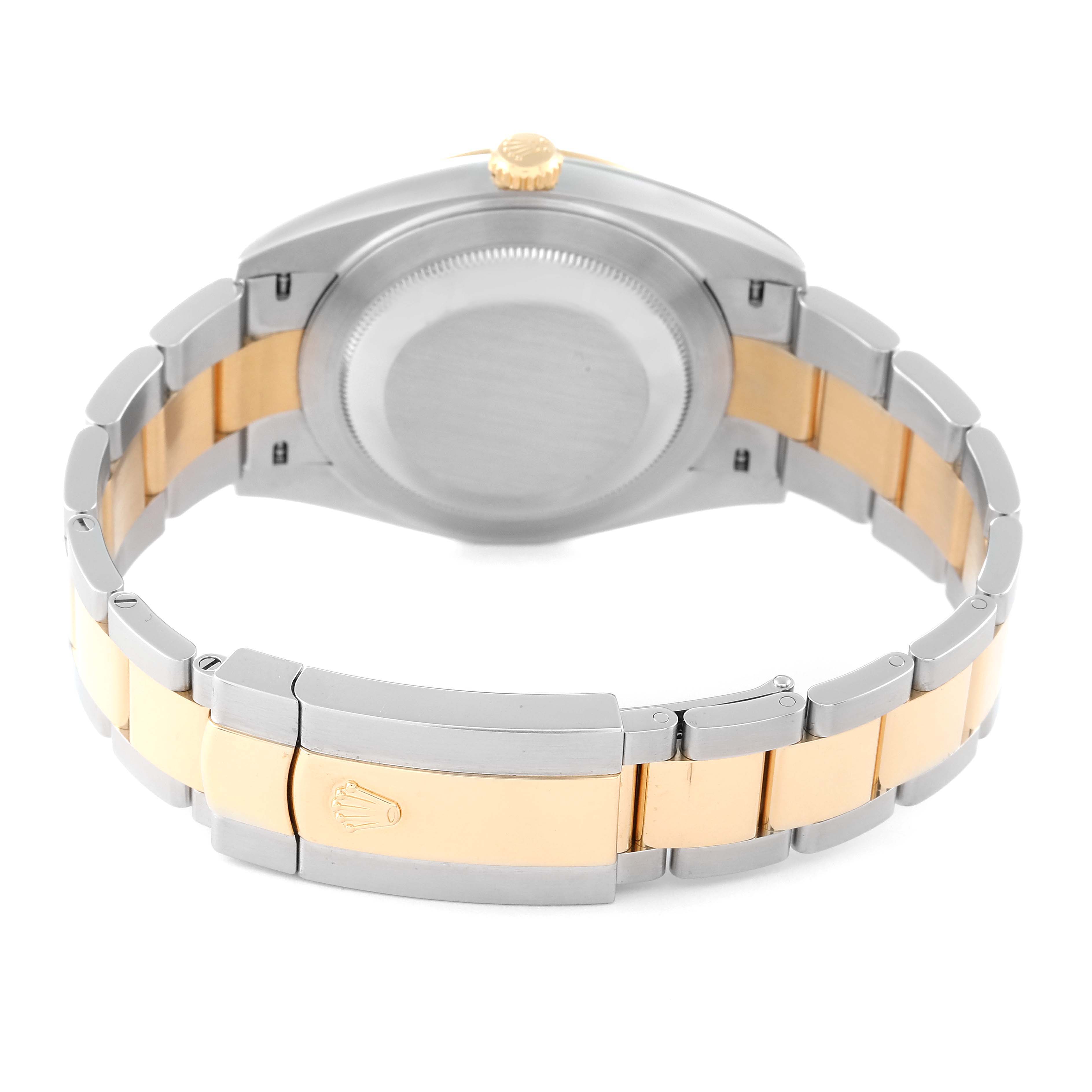 This image shows the back view of the Rolex Datejust 41 126303 Men's Steel and Gold (two tone) Black Dial 126303 Men's Steel and Gold (two tone) Black Dial watch, highlighting the case back and bracelet.