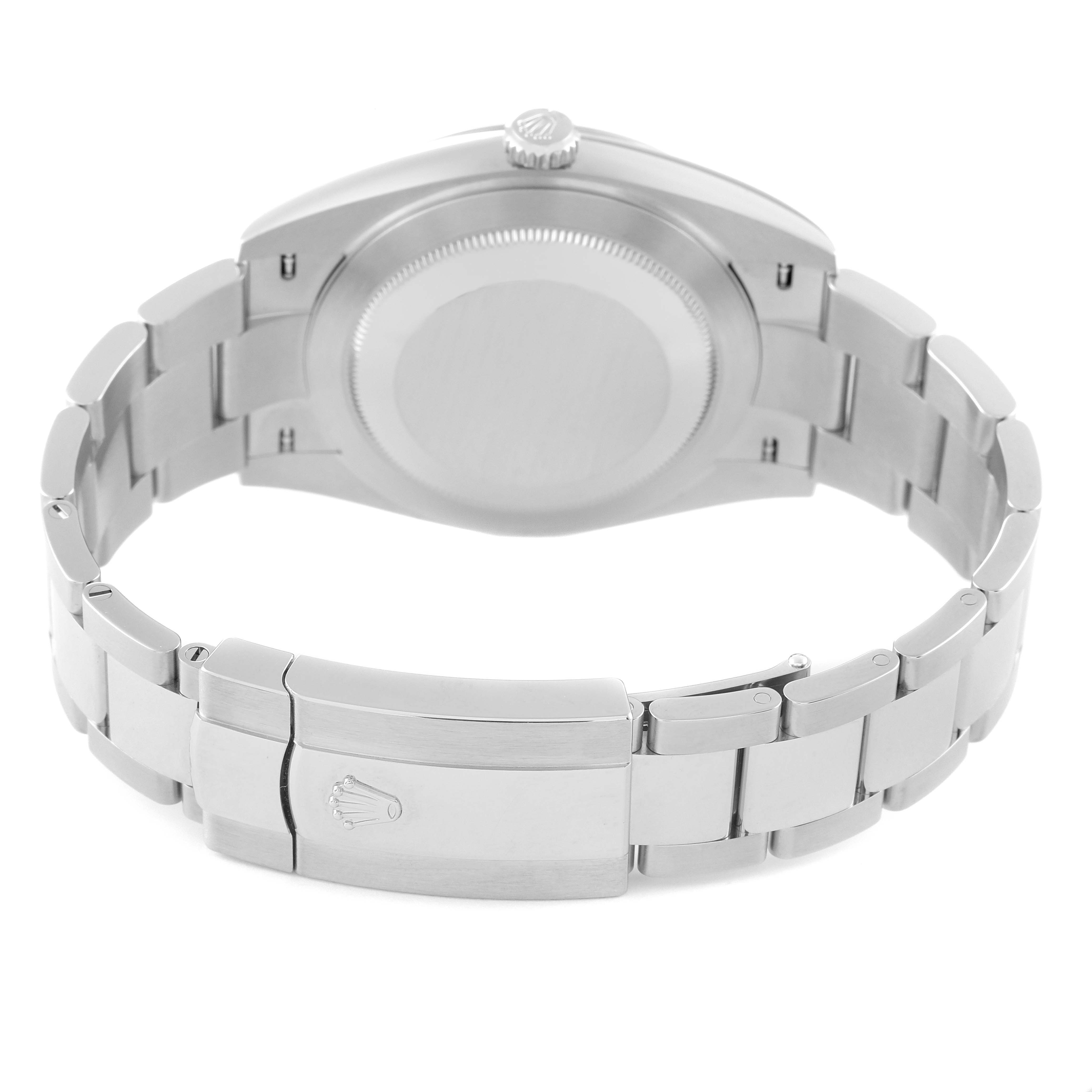 The image shows the backside and clasp of a Rolex Datejust 41 126300 Men's Stainless Steel White Dial 126300 Men's Stainless Steel White Dial watch.