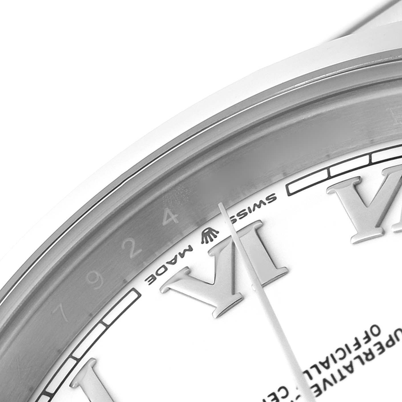 The image shows a close-up angle of the Datejust 41 model by Rolex, focusing on the bezel, watch dial, and Roman numerals.