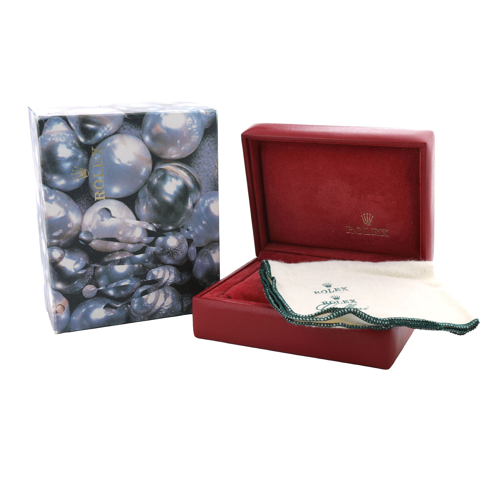 The image shows the open box and packaging for a Rolex Datejust 79174 Women's Stainless Steel Mother of Pearl Dial watch.