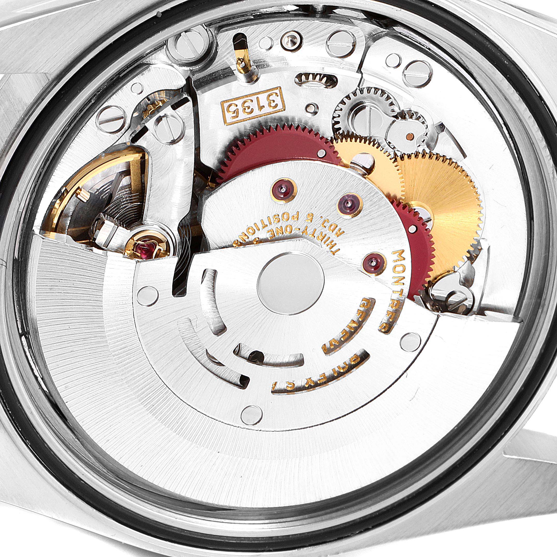 This image shows the internal mechanical movement of a Rolex Datejust 16233 Men's Stainless Steel Champagne Dial 16233 Men's Stainless Steel Champagne Dial watch from a rear angle.