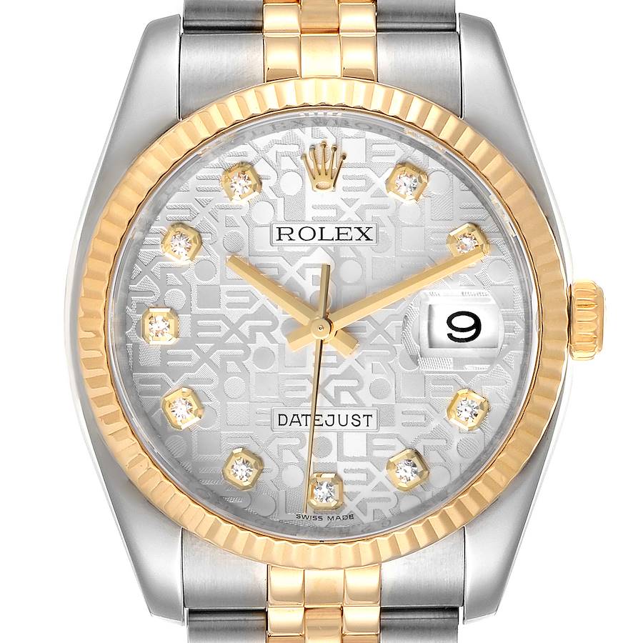 Rolex Datejust Steel Yellow Gold Diamond Dial Mens Watch 116233 SwissWatchExpo