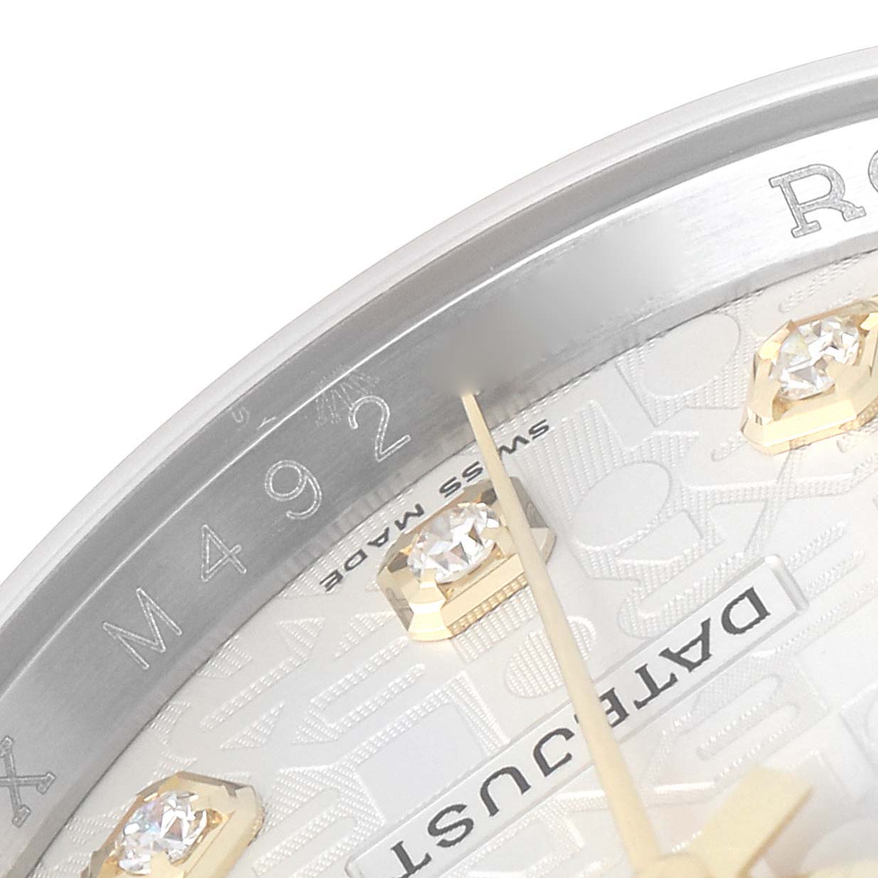 The close-up image displays the dial, bezel, and part of the hour markers of the Rolex Datejust 116233 Men's Steel and Gold (two tone) Silver Dial 116233 Men's Steel and Gold (two tone) Silver Dial watch.