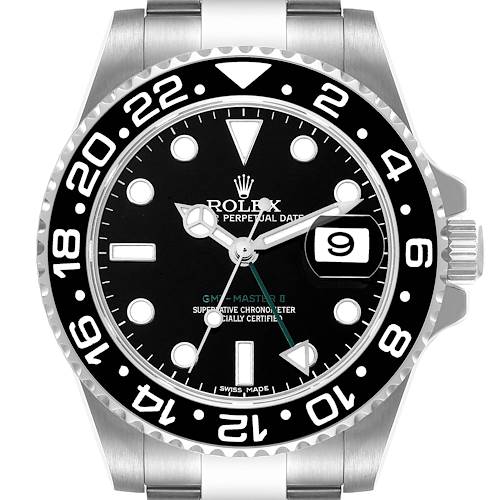 Photo of Rolex GMT Master II Black Dial Bezel Steel Mens Watch 116710 Box Card