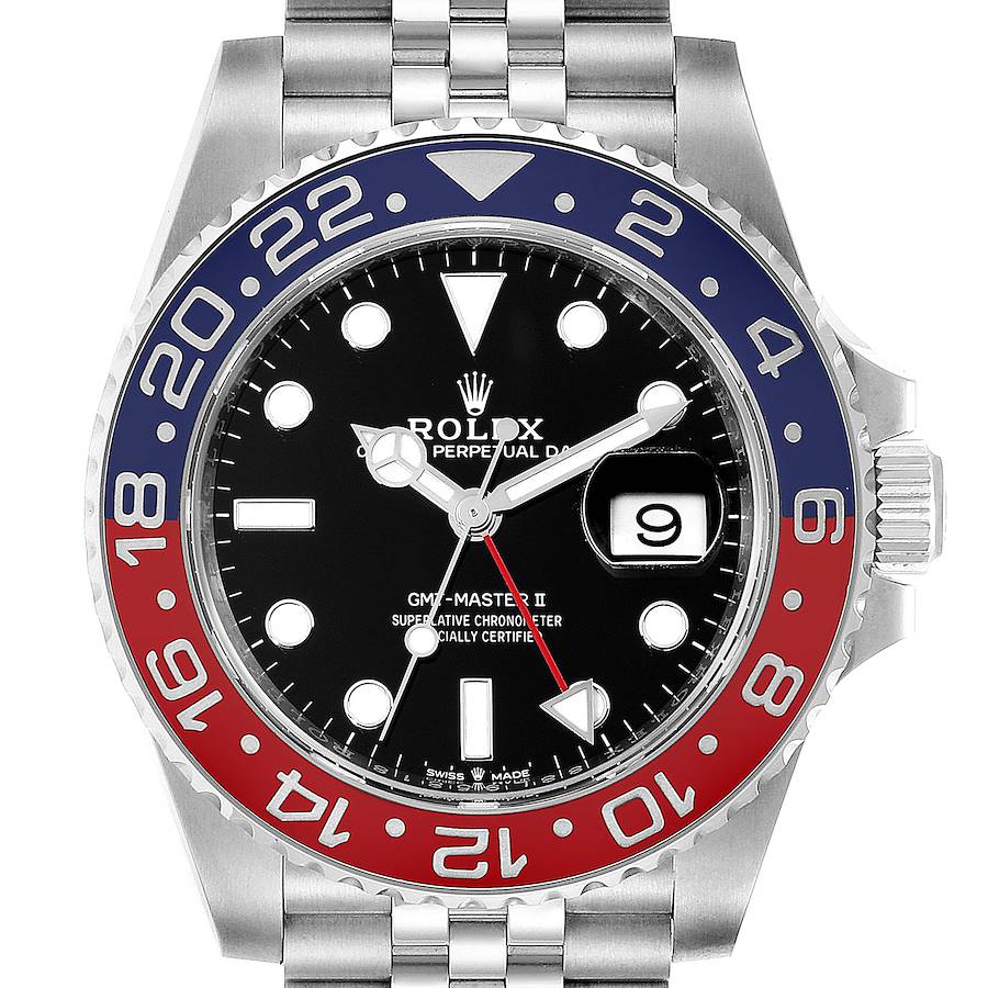 Rolex GMT Master II Pepsi Bezel Jubilee Steel Watch 126710 Box Card SwissWatchExpo