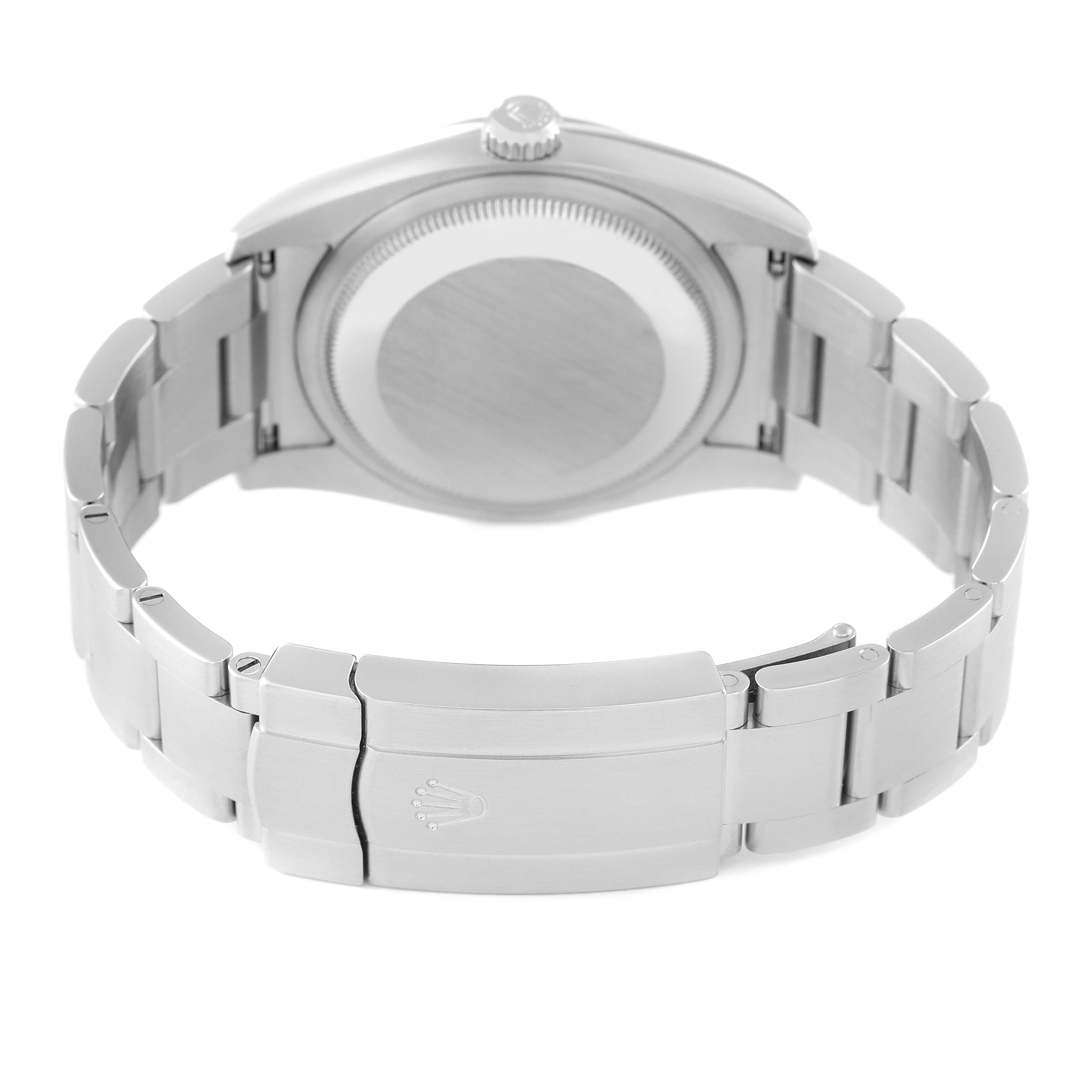 The image shows the back and bracelet clasp of a Rolex Oyster Perpetual 116000 Men's Stainless Steel Silver Dial 116000 Men's Stainless Steel Silver Dial watch, viewed from a rear angle.
