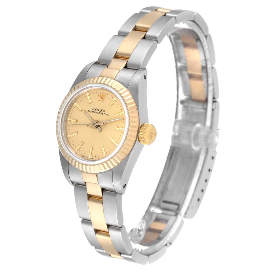 Rolex Oyster Perpetual Fluted Bezel Steel Yellow Gold Ladies Watch ...