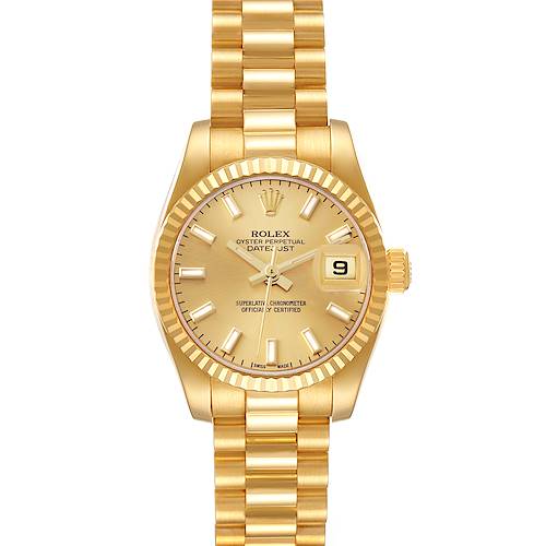 Photo of Rolex President Datejust Yellow Gold Champagne Dial Ladies Watch 179178