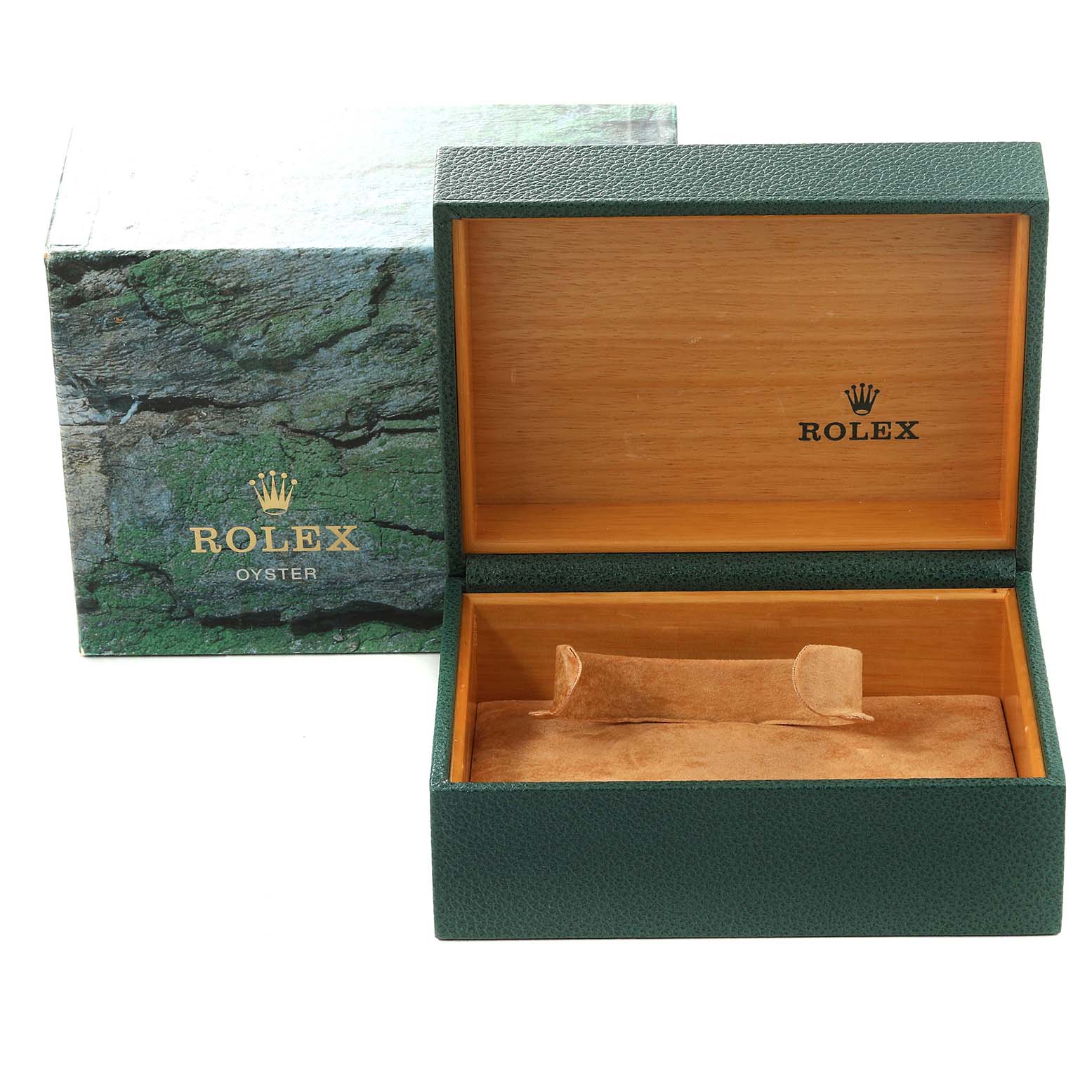 The image shows an open Rolex Sea-Dweller 16600 Men's Stainless Steel Black Dial 16600 Men's Stainless Steel Black Dial watch box, displaying its interior and the outer box.