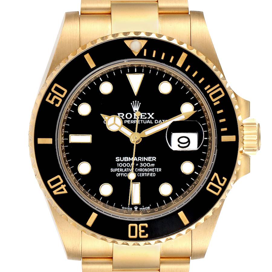 Rolex Submariner 18k Yellow Gold Black Dial Bezel Mens Watch 126618 Box Card SwissWatchExpo