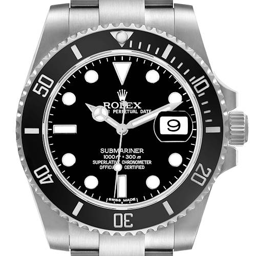 Photo of Rolex Submariner Date Black Dial Steel Mens Watch 116610 Box Card
