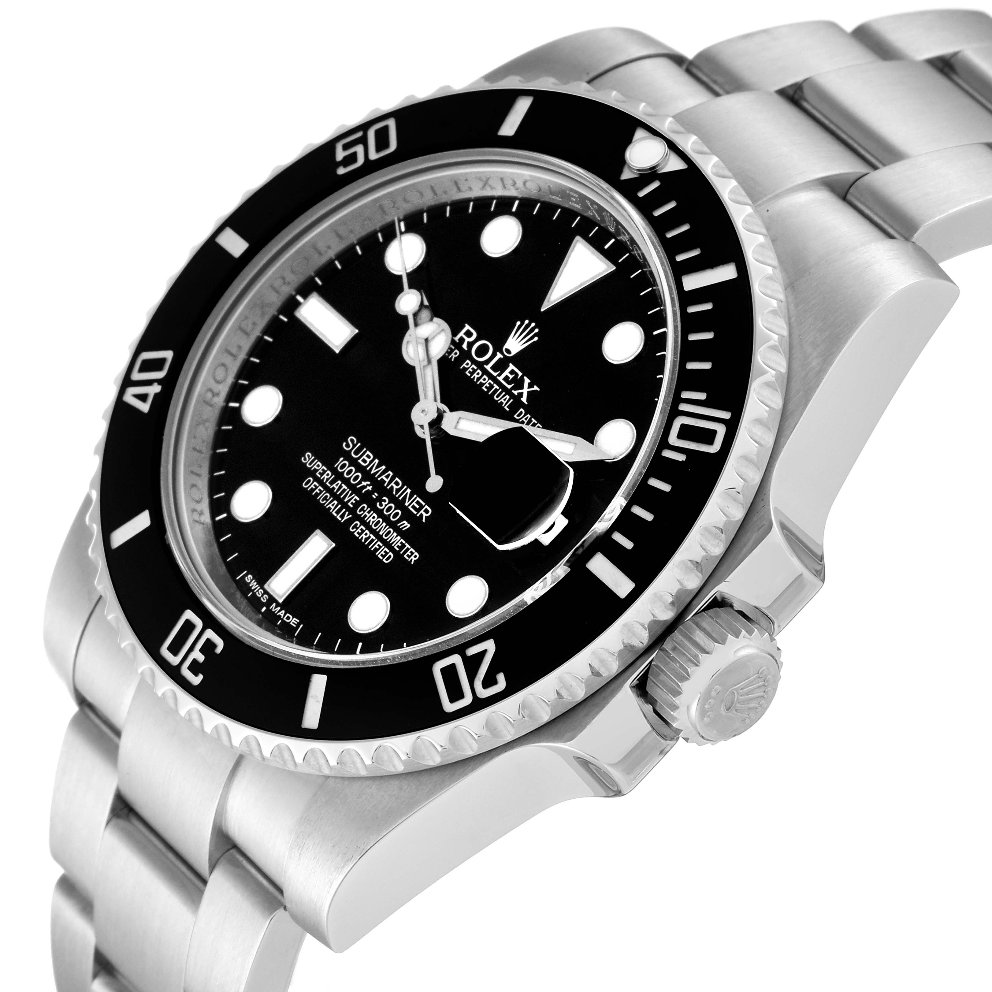 The image shows a close-up angled view of the Rolex Submariner 116610 Men
s Stainless Steel Black Dial 116610 Men
s Stainless Steel Black Dial watch, highlighting the face, bezel, and part of the bracelet.