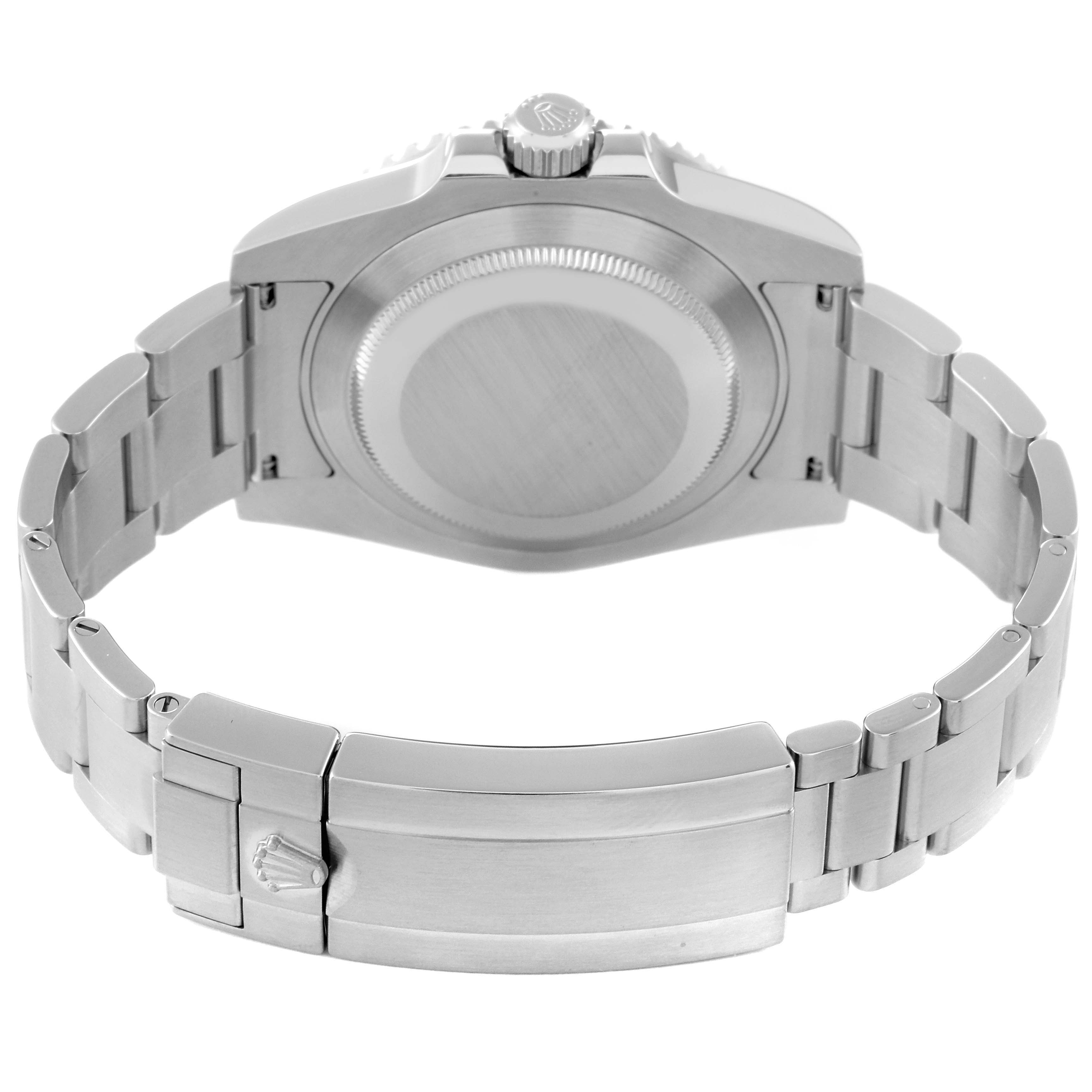 The image shows the back view of a Rolex Submariner 116610 Men
s Stainless Steel Black Dial 116610 Men
s Stainless Steel Black Dial watch, highlighting its case back, crown, and bracelet clasp.