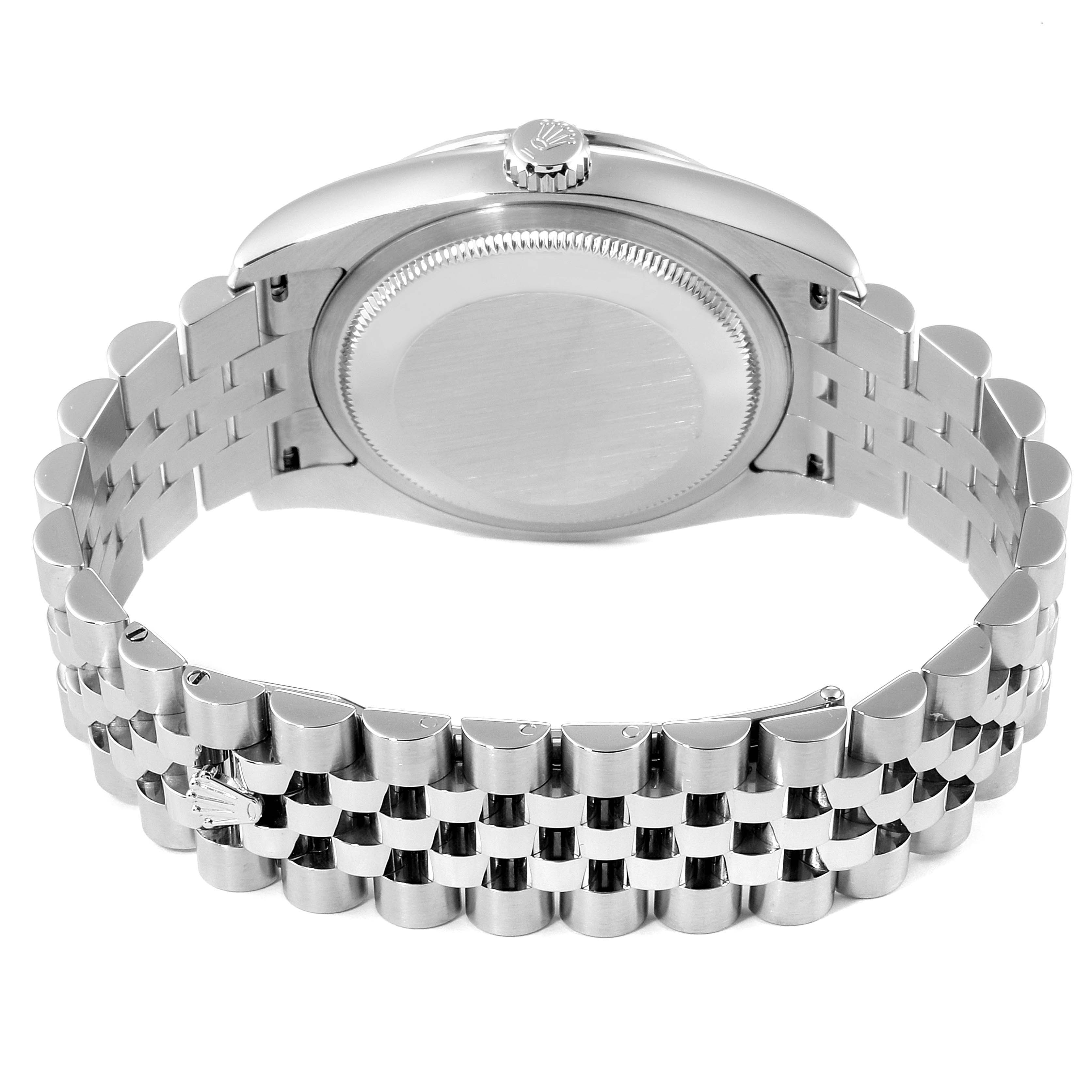 The image shows the back and bracelet of the Rolex Turn-o-Graph 116264 Men's Stainless Steel White Dial 116264 Men's Stainless Steel White Dial watch from a rear angle.