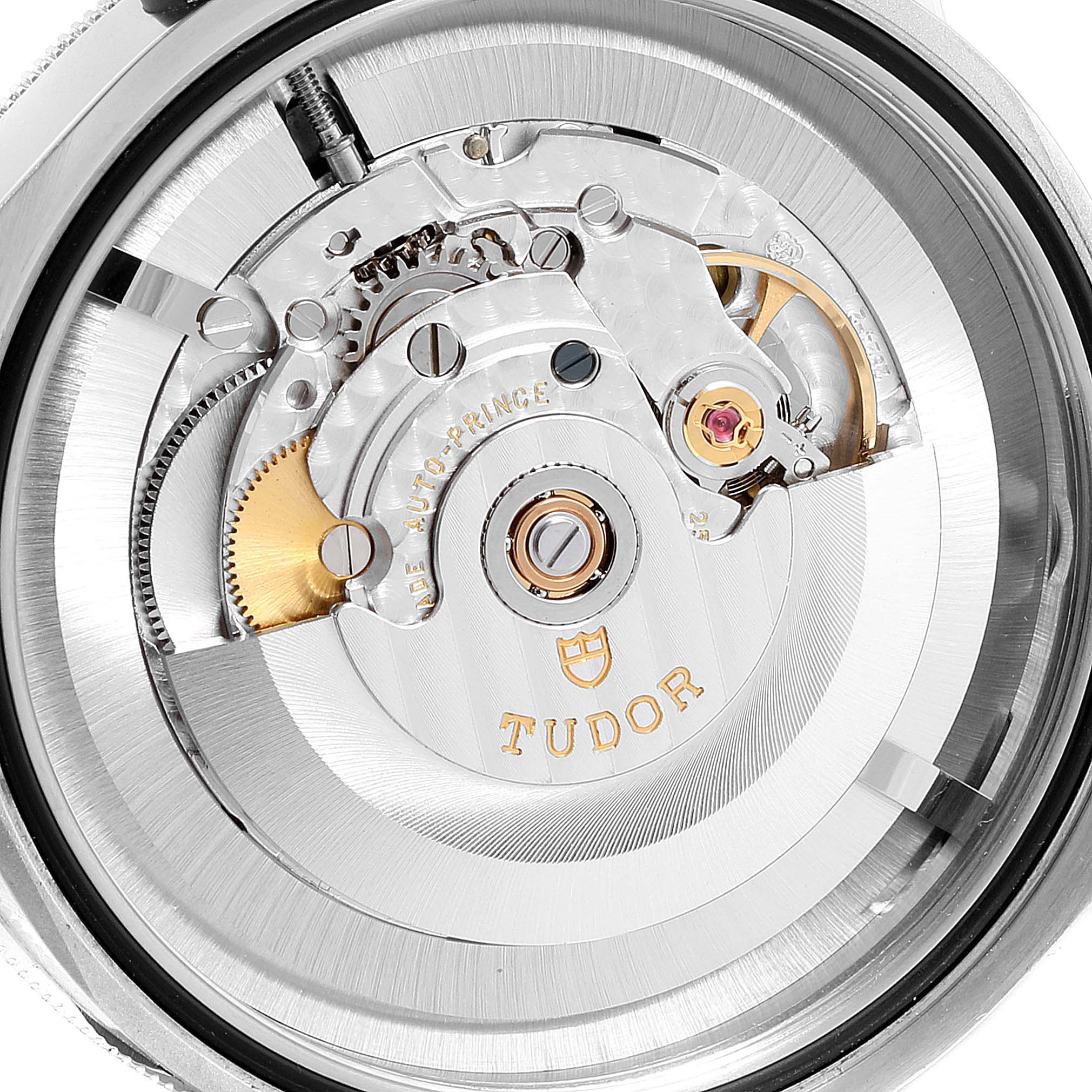 The image shows a close-up view of the movement mechanism in the Tudor Heritage Black Bay 79220R Men's Stainless Steel Black Dial 79220R Men's Stainless Steel Black Dial watch.