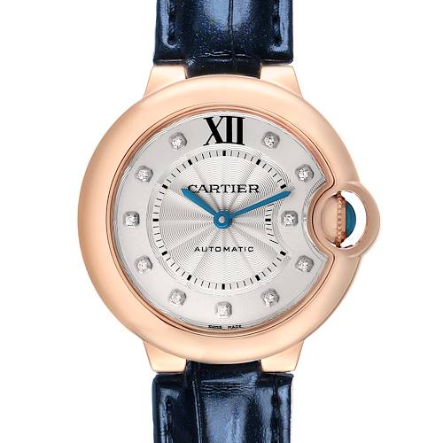 Photo of Cartier Ballon Bleu 33 Rose Gold Diamond Ladies Watch WGBB0052 Card