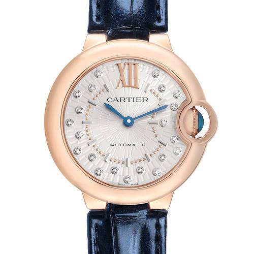 Photo of Cartier Ballon Bleu 33 Rose Gold Diamond Ladies Watch WGBB0052 Card
