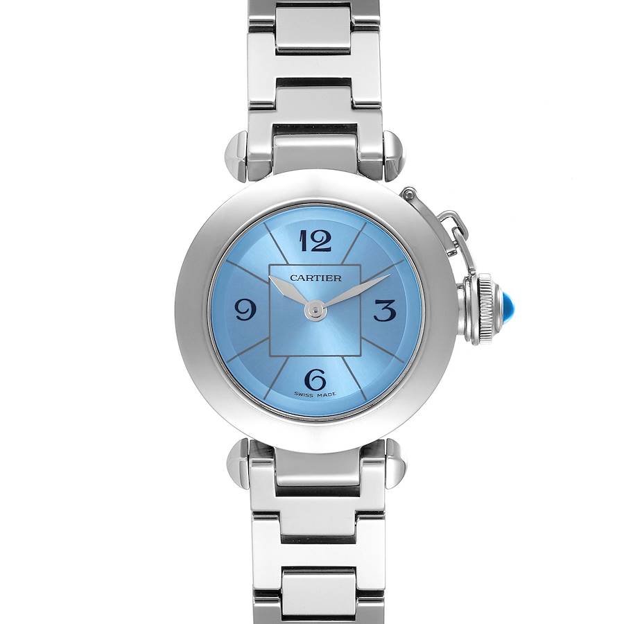 Cartier Miss Pasha 1st Anniversary Blue Dial Steel Ladies Watch W3140024 SwissWatchExpo