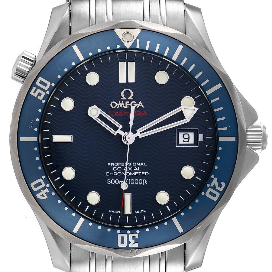 Omega Seamaster Bond 300M Co-Axial 41mm Blue Dial Watch 2220.80.00 Card SwissWatchExpo