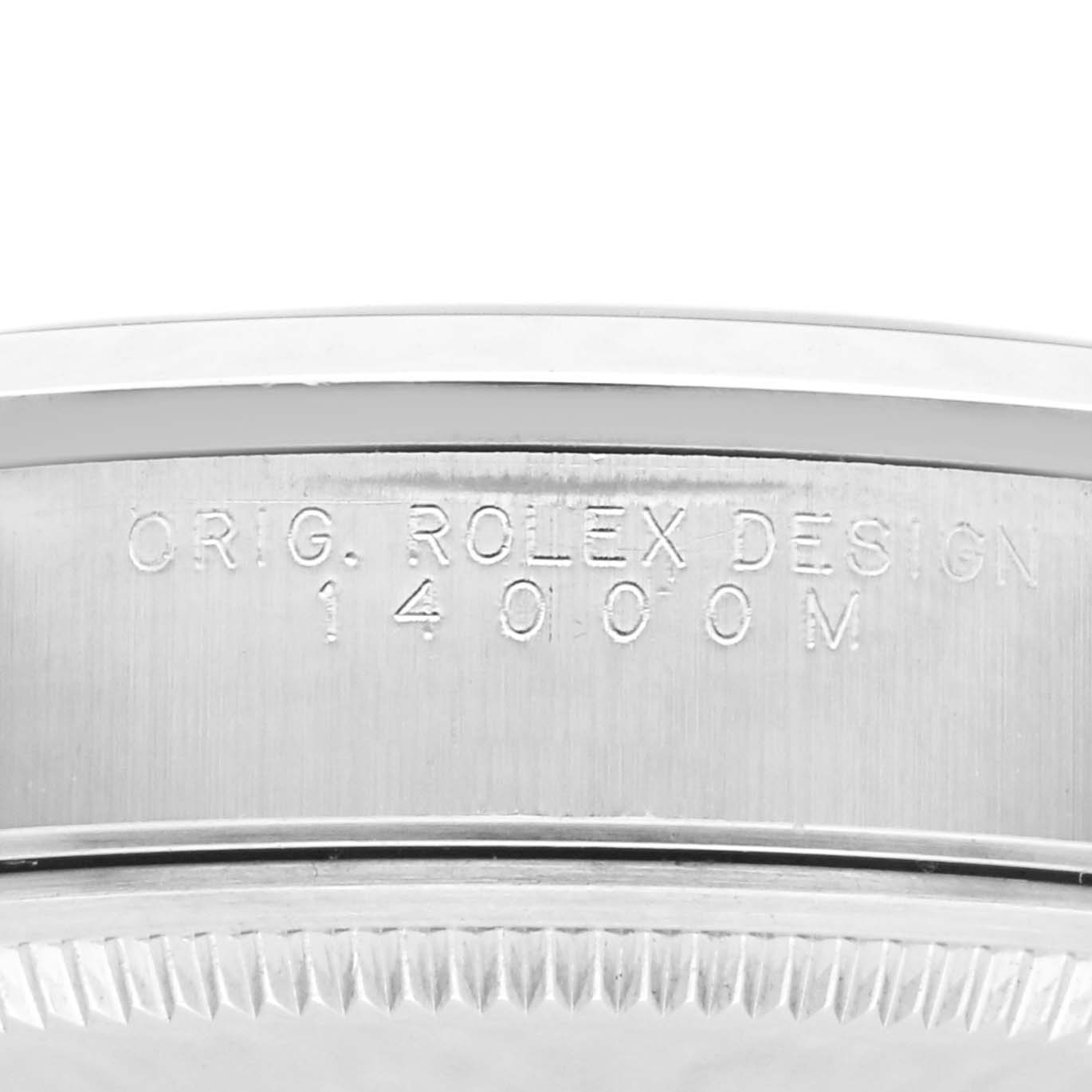 The image shows the side engraving and part of the bezel of a Rolex Air-King 14000M Men's Stainless Steel Black Dial 14000M Men's Stainless Steel Black Dial watch.