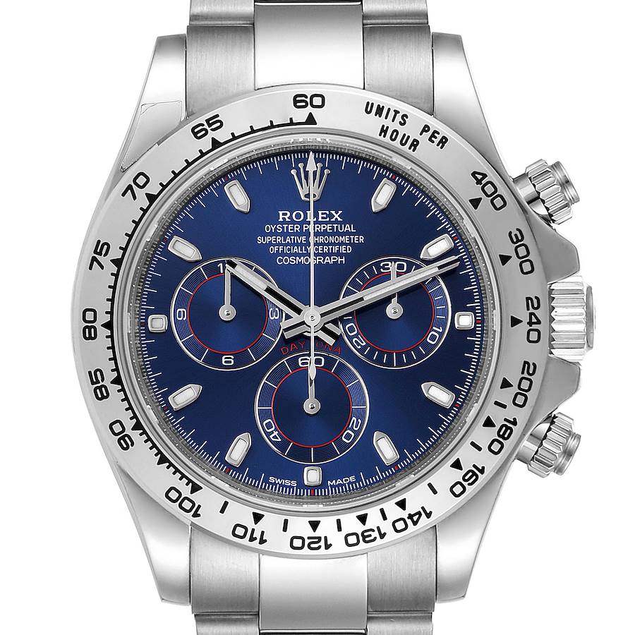 Rolex Cosmograph Daytona White Gold Blue Dial Mens Watch 116509 Unworn SwissWatchExpo