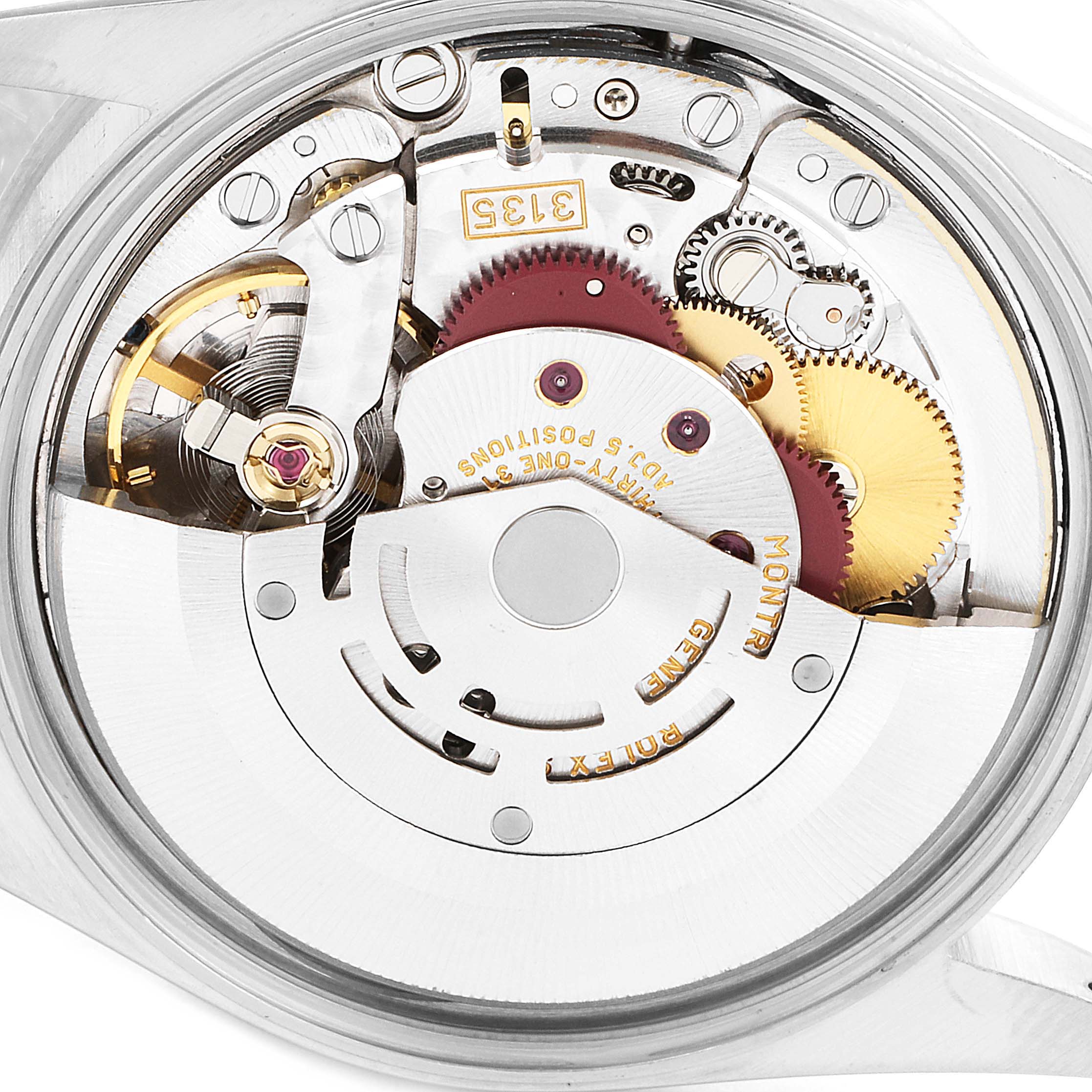 This image shows the internal mechanical movement of a Rolex Date 15210 Men's Stainless Steel White Dial 15210 Men's Stainless Steel White Dial model watch, viewed from the back.