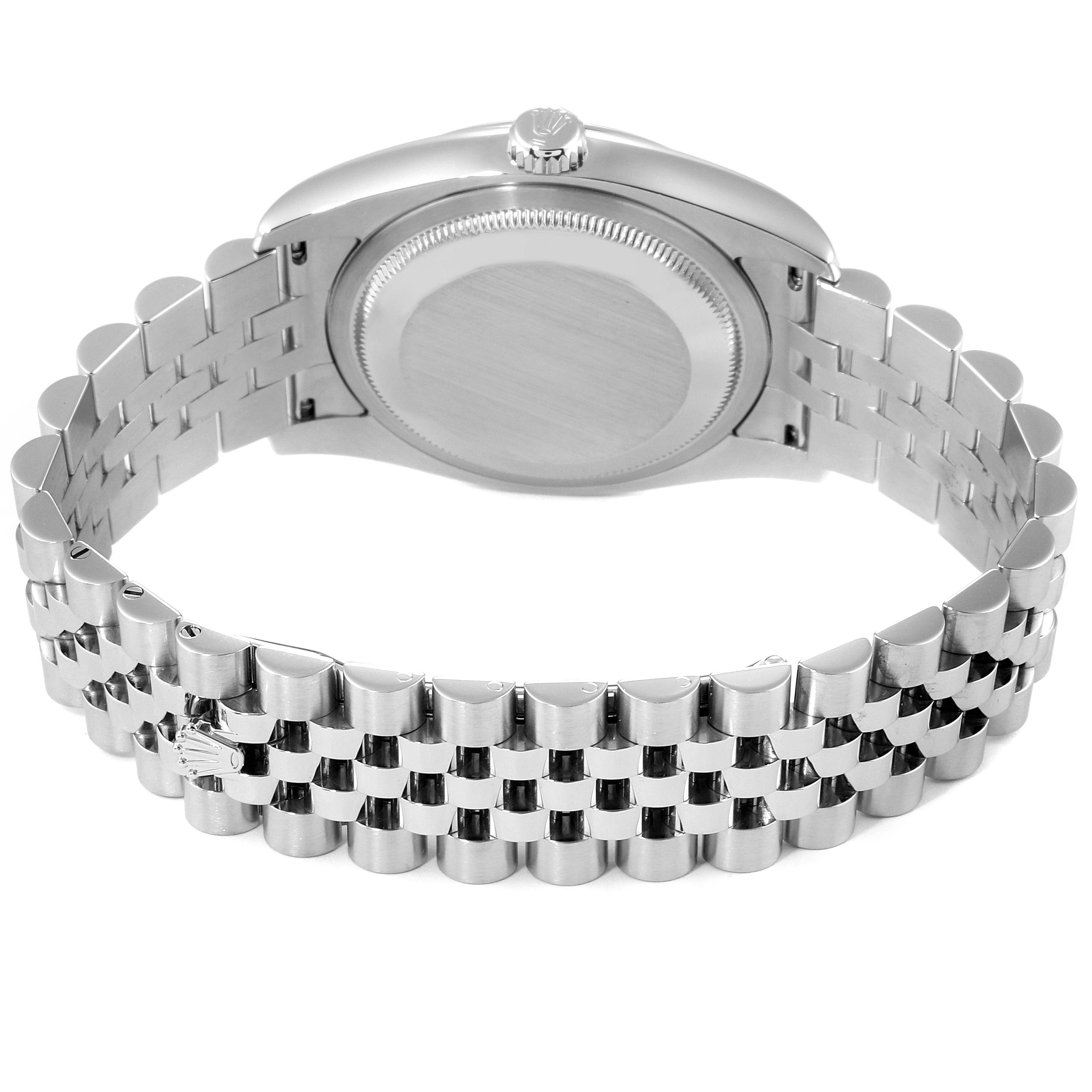 The image shows the back case and bracelet of a Rolex Datejust 116200 Men's Stainless Steel Black Dial 116200 Men's Stainless Steel Black Dial watch at a rear angle.