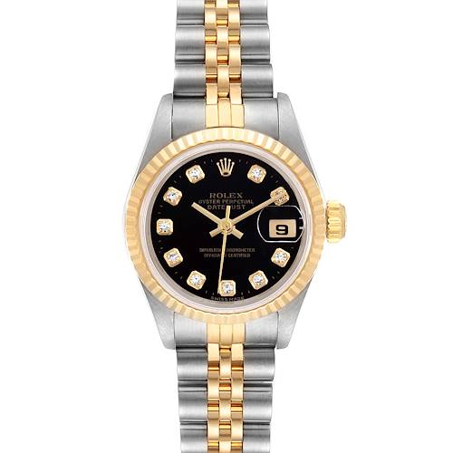 Photo of Rolex Datejust Steel Yellow Gold Black Diamond Dial Ladies Watch 69173