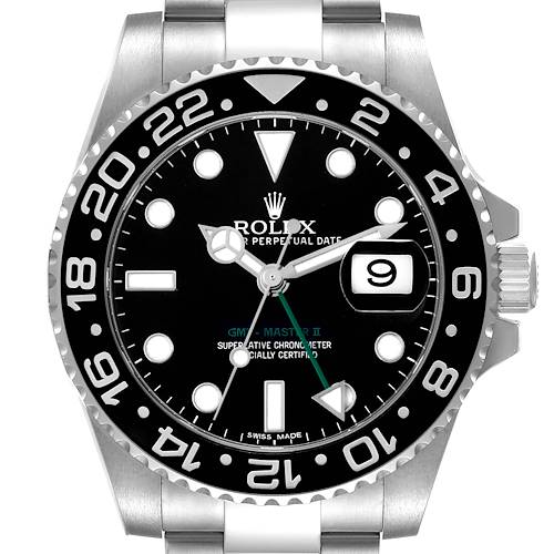 Photo of Rolex GMT Master II Steel Green Hand Mens Watch 116710 Box Card