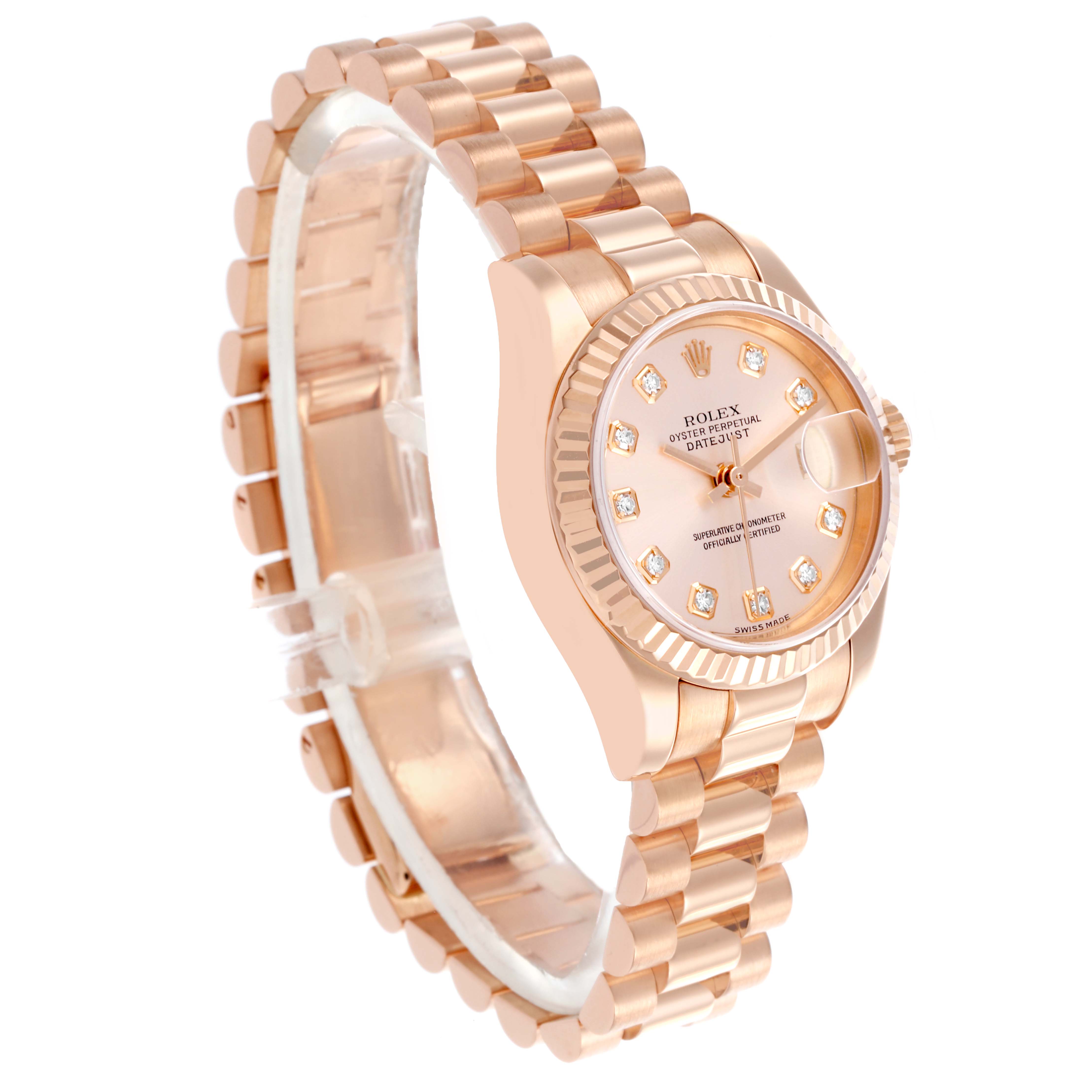 The Rolex Datejust watch is shown at a three-quarter angle highlighting the face, bezel, and bracelet.