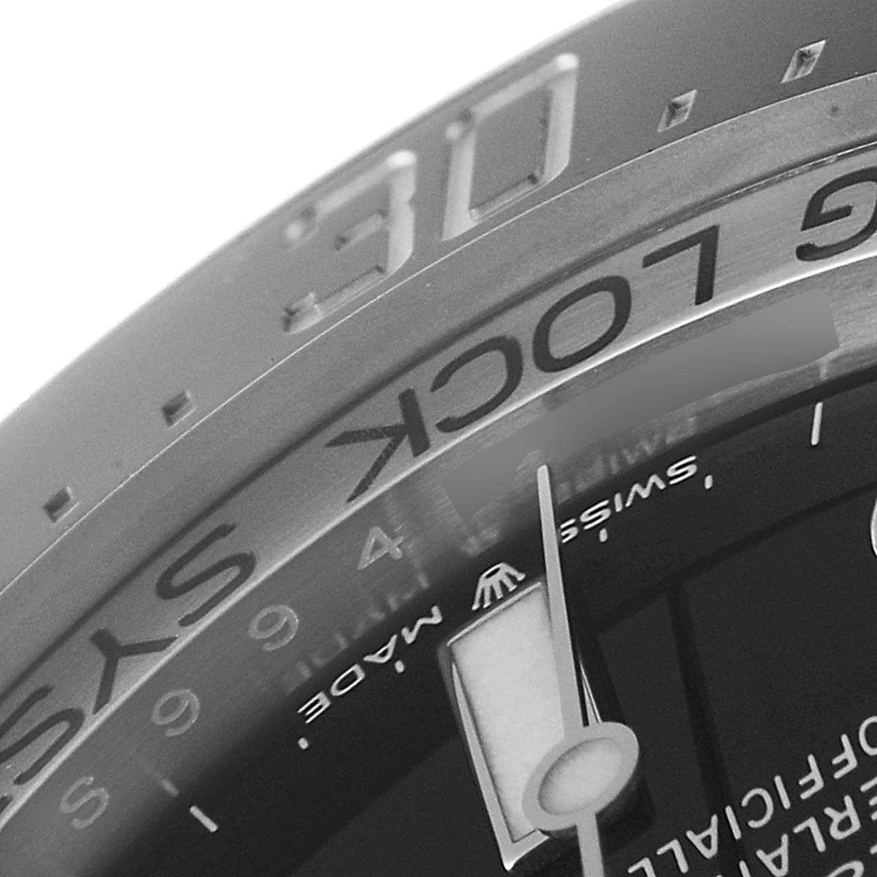 The image shows a close-up of the bezel, the dial portion, and the "Ring Lock System" text on the Rolex Sea-Dweller 126660 Men
s Stainless Steel Blue Dial 126660 Men
s Stainless Steel Blue Dial watch.