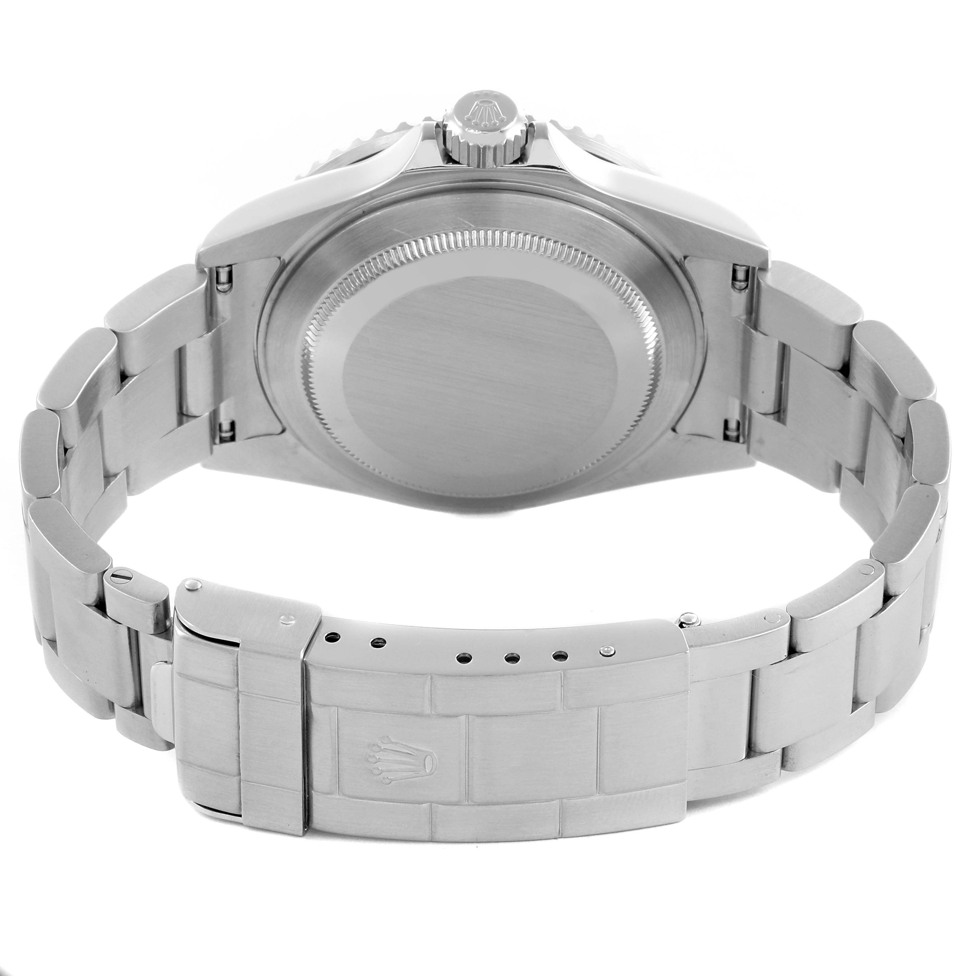 The image shows the back and bracelet of a Rolex Submariner 16610 Men
s Stainless Steel Black Dial 16610 Men
s Stainless Steel Black Dial watch from a rear angle.