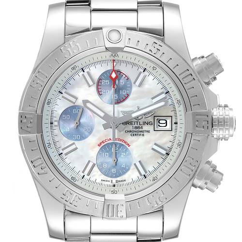 Photo of Breitling Avenger II MOP Special Edition Steel Mens Watch A13381 Box Card