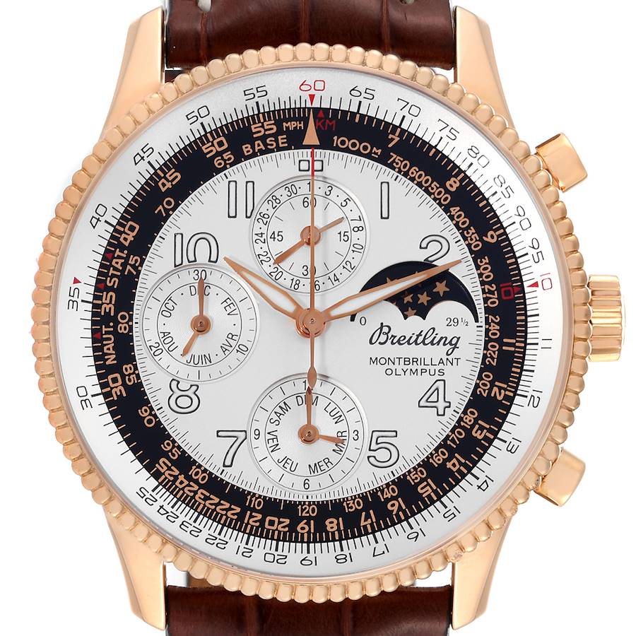 Breitling Montbrillant Olympus Rose Gold Mens Watch H19350 Box Papers SwissWatchExpo