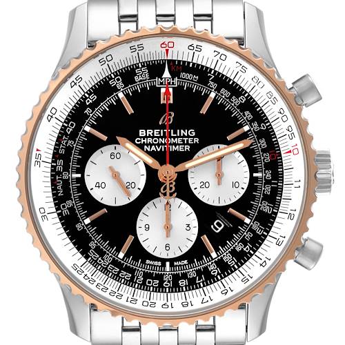 Photo of Breitling Navitimer 01 Steel Rose Gold Black Dial Mens Watch UB0127 Card
