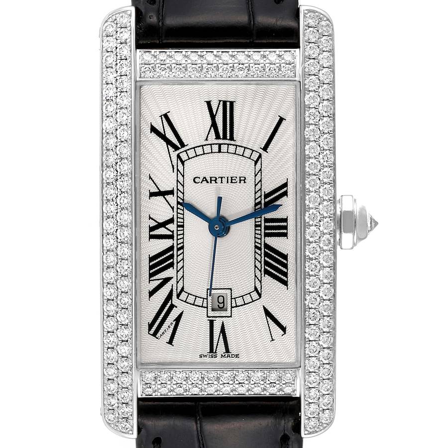 Cartier Tank Americaine White Gold Diamond Ladies Watch 2490 SwissWatchExpo