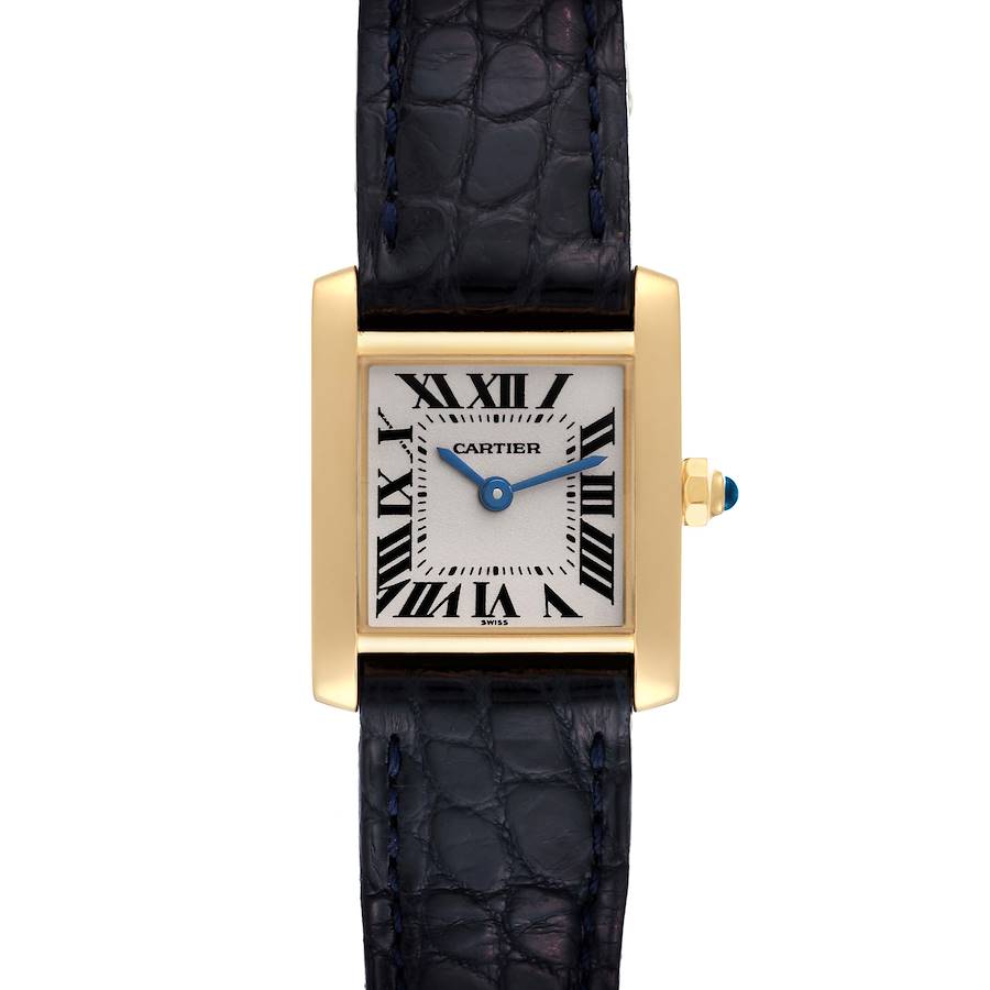 NOT FOR SALE:  Cartier Tank Francaise Yellow Gold Blue Strap Ladies Watch W5000256 Papers  PARTIAL PAYMENT SwissWatchExpo