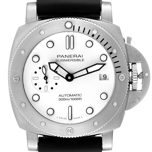 Photo of Panerai Submersible Bianco 42mm White Dial Steel Mens Watch PAM01223 Box Card