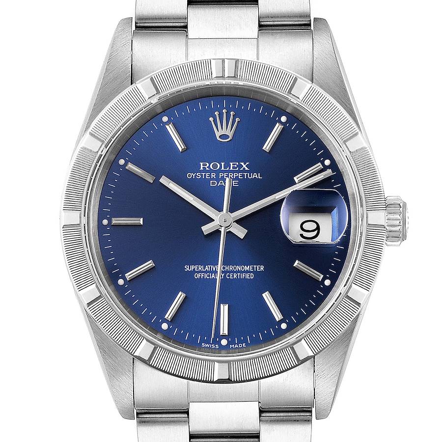 Rolex Date Blue Dial Oyster Bracelet Steel Unisex Watch 15210 SwissWatchExpo