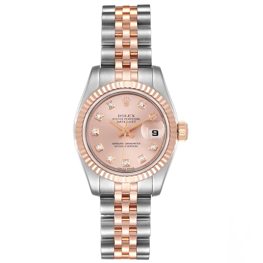 Rolex Datejust 26 Steel Rose Gold Diamond Ladies Watch 179161 Box SwissWatchExpo