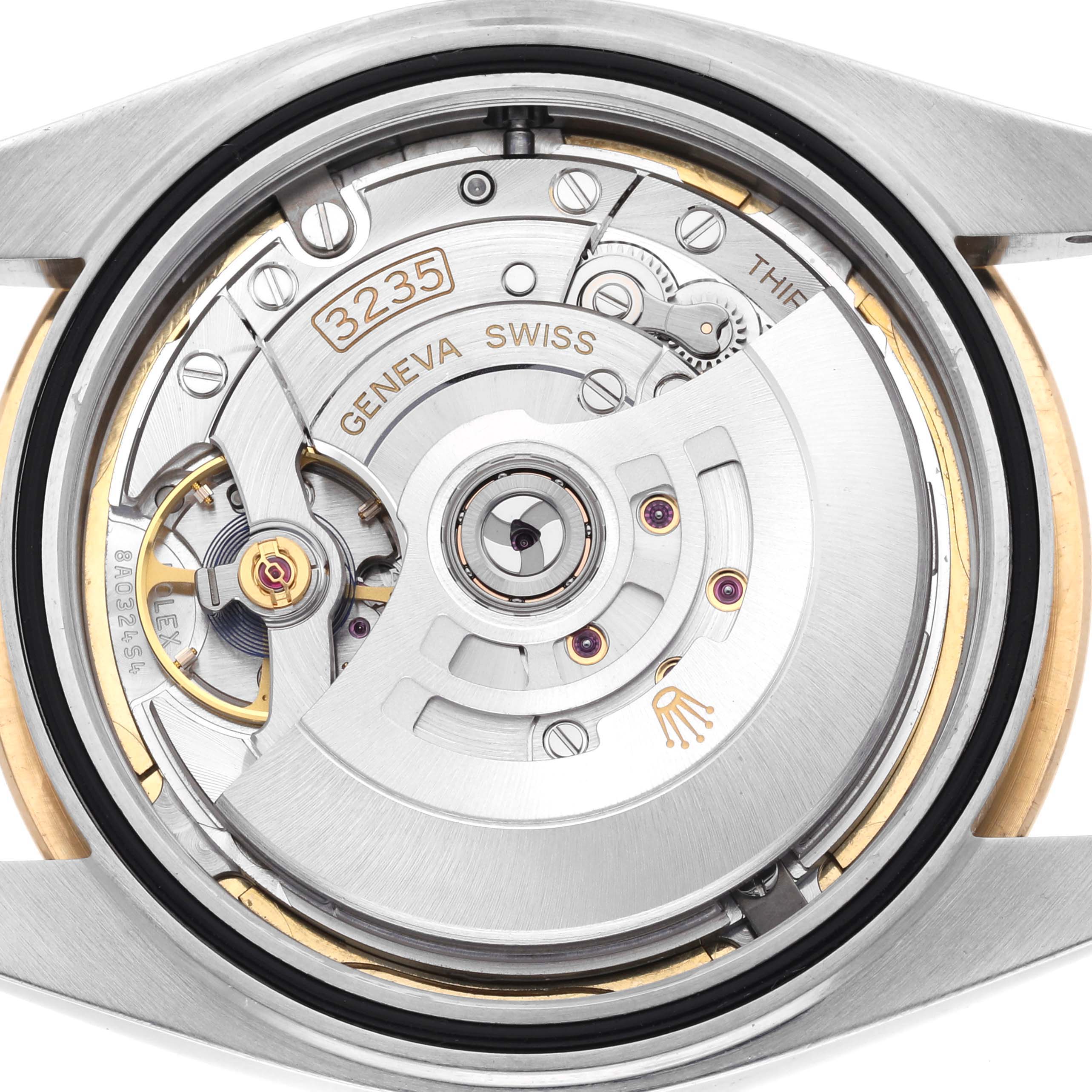 The image shows the movement and rotor of the Rolex Datejust 41 126333 Men's Steel and Gold (two tone) Champagne Dial 126333 Men's Steel and Gold (two tone) Champagne Dial from the back angle.