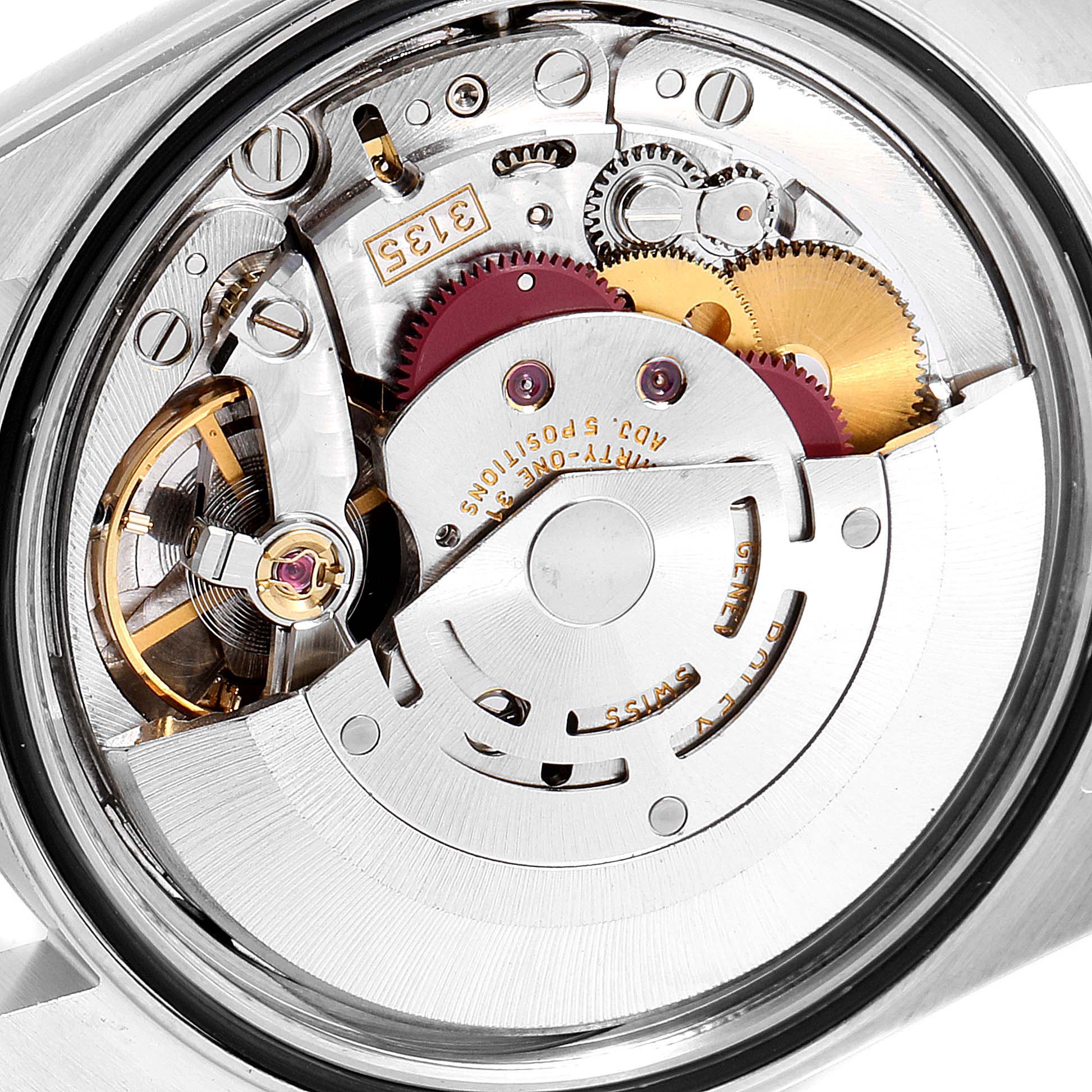 The image shows the internal movement mechanism of a Rolex Datejust 16234 Men's Stainless Steel Silver Dial 16234 Men's Stainless Steel Silver Dial watch, viewed from the back.